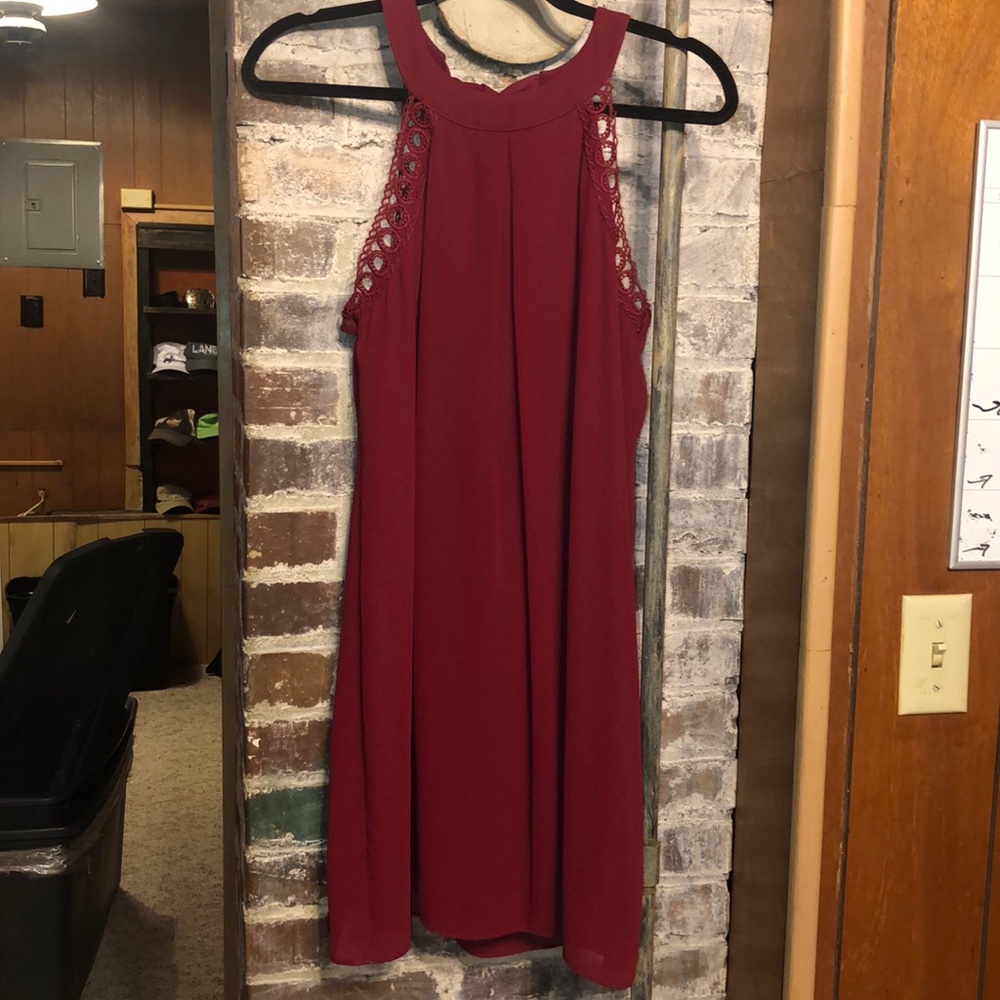Sleeveless Burgundy Mini Dress